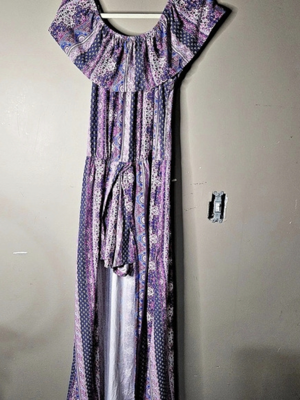 Ultra Flirt Women's Paisley Maxi Dress in Purple Pink With Shorts Size L